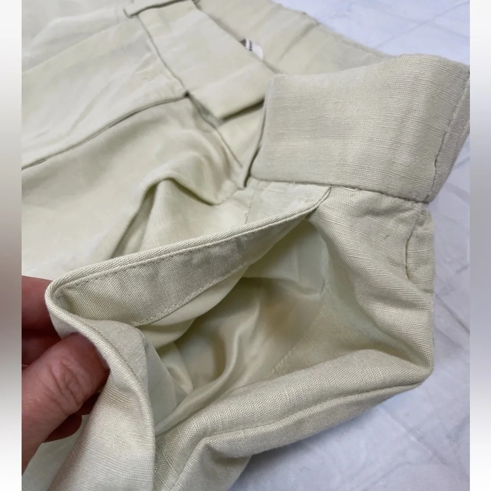 H&M Women’s Pale Green Linen Blend‎ Ankle Length Pleated Dress Pants Size 10 NEW